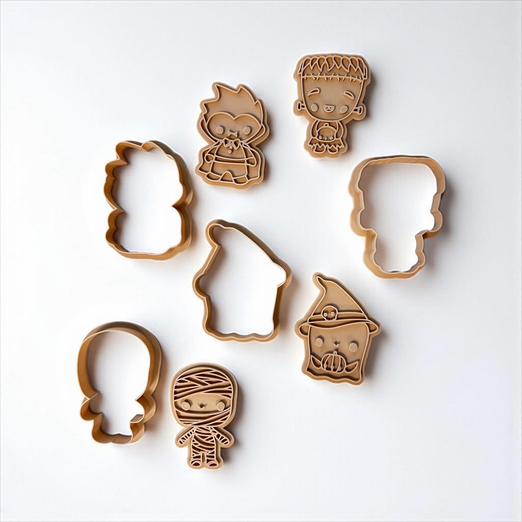 Cookie Cutters Set – Halloween - Frankenstein, Mummy, Vampire & Witch – 3D Printed Halloween Baking Tools