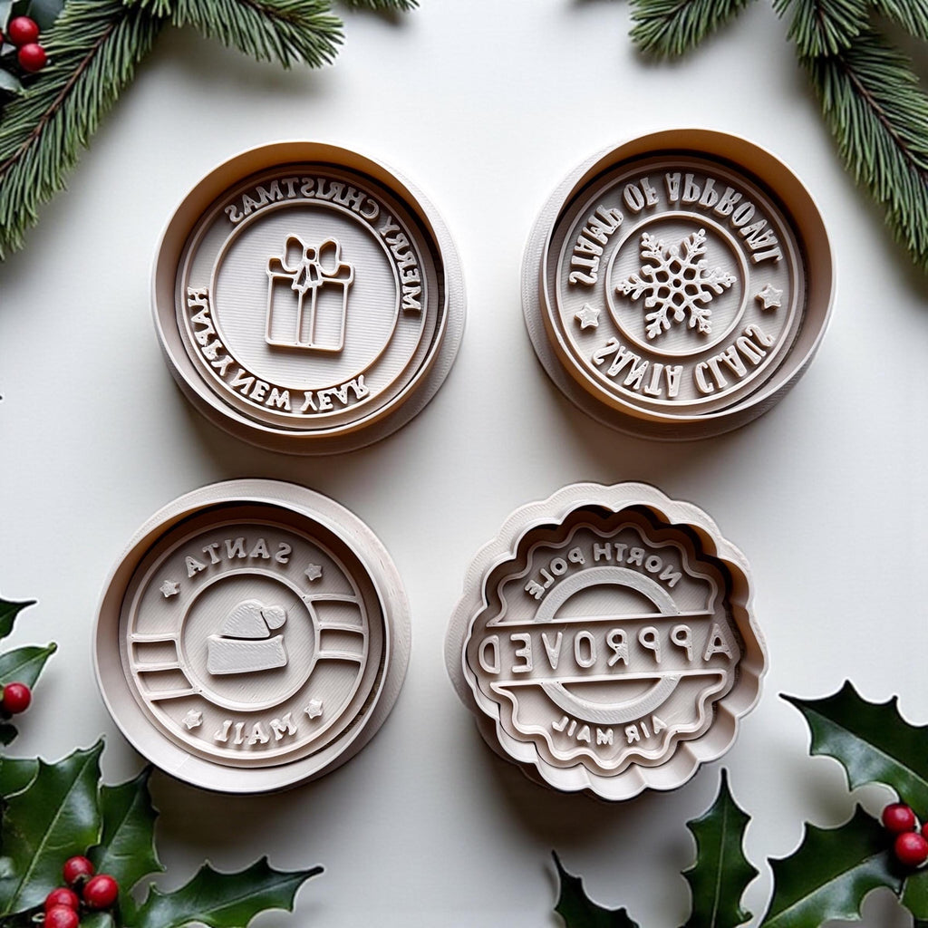 Christmas Cookie Stamp Cutters: Holiday Fondant & Polymer Clay - 4 Designs