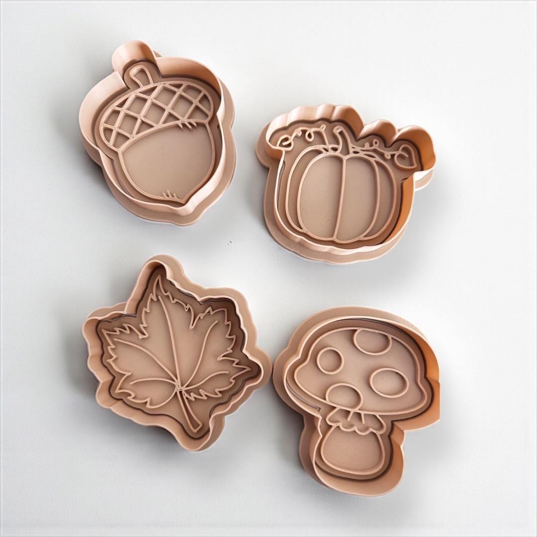Cookie Cutter Set of 4: Biscuit, Autumn - Clay Craft Tools.