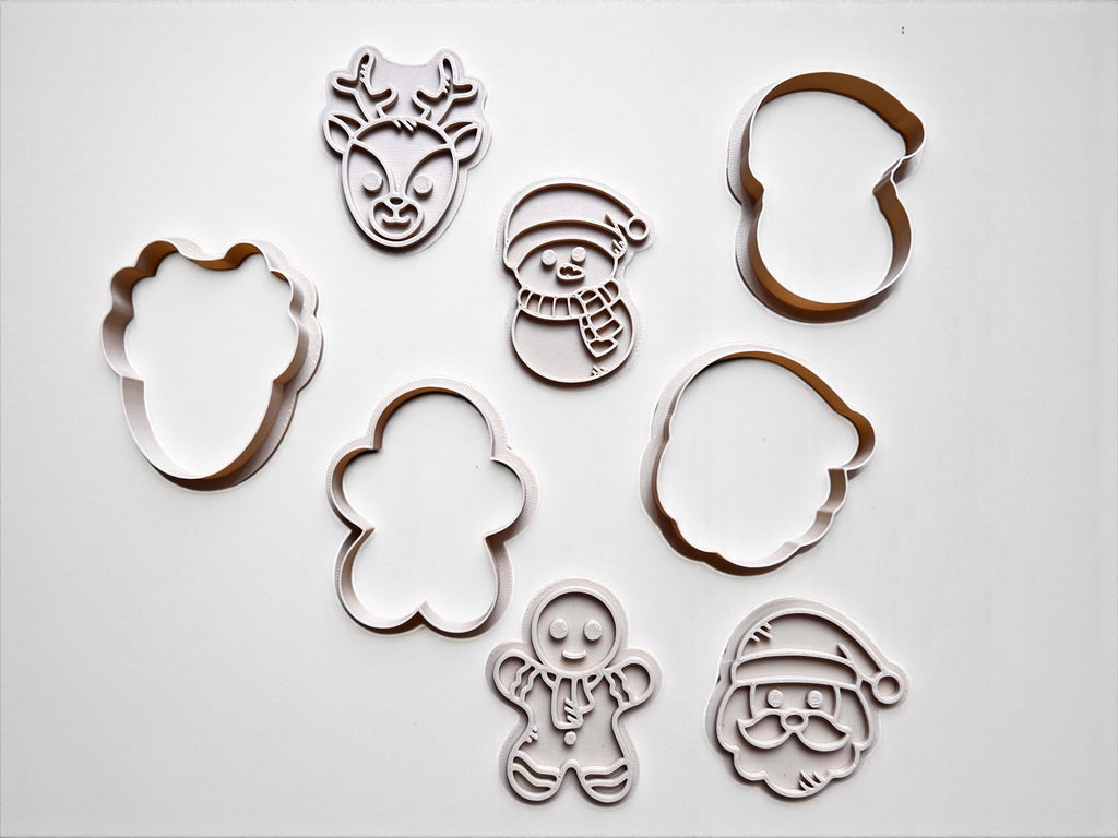 Cookie Cutters Set – Christmas - Santa, Reindeer, Gingerbread Man & Snowman.
