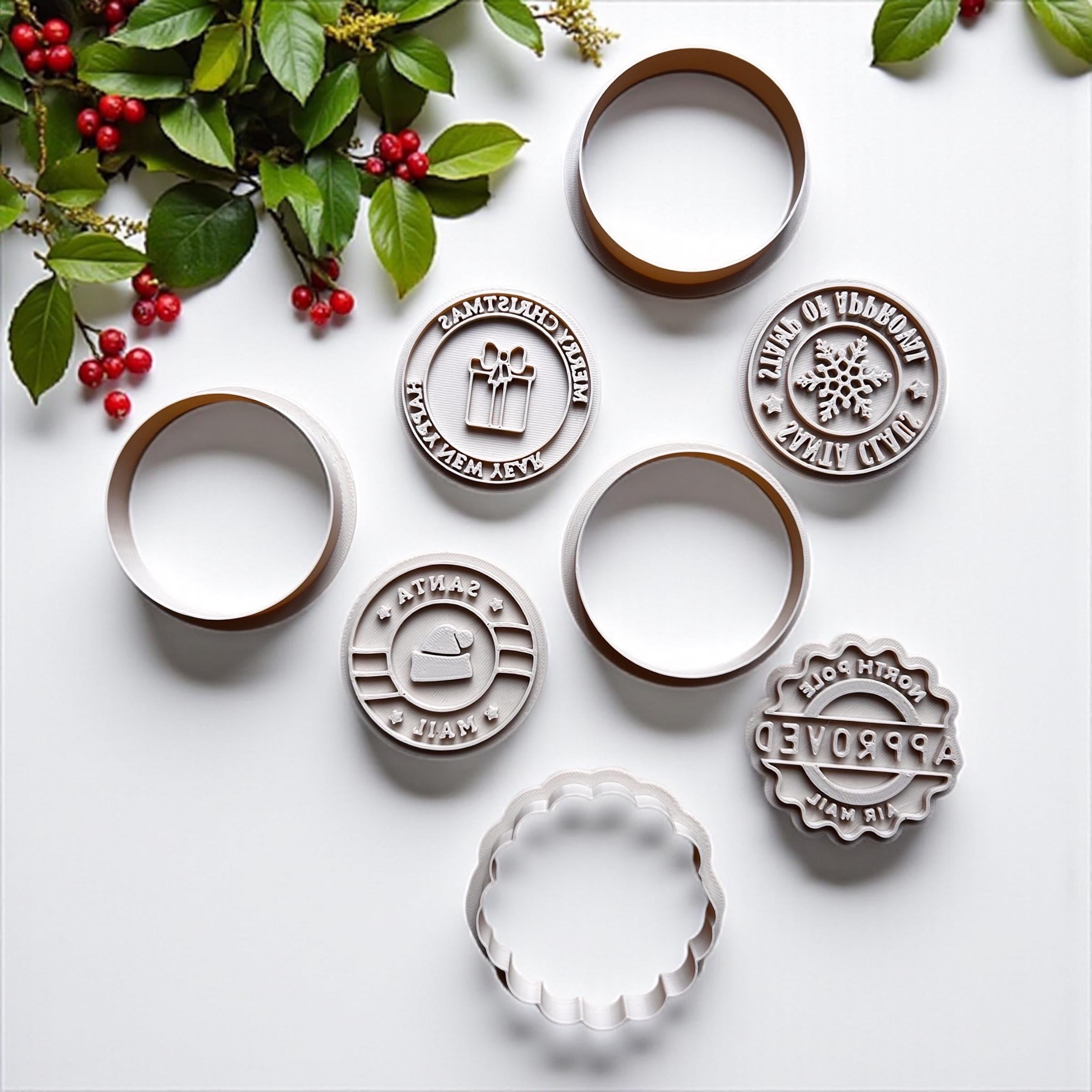 Christmas Cookie Stamp Cutters: Holiday Fondant & Polymer Clay - 4 Designs