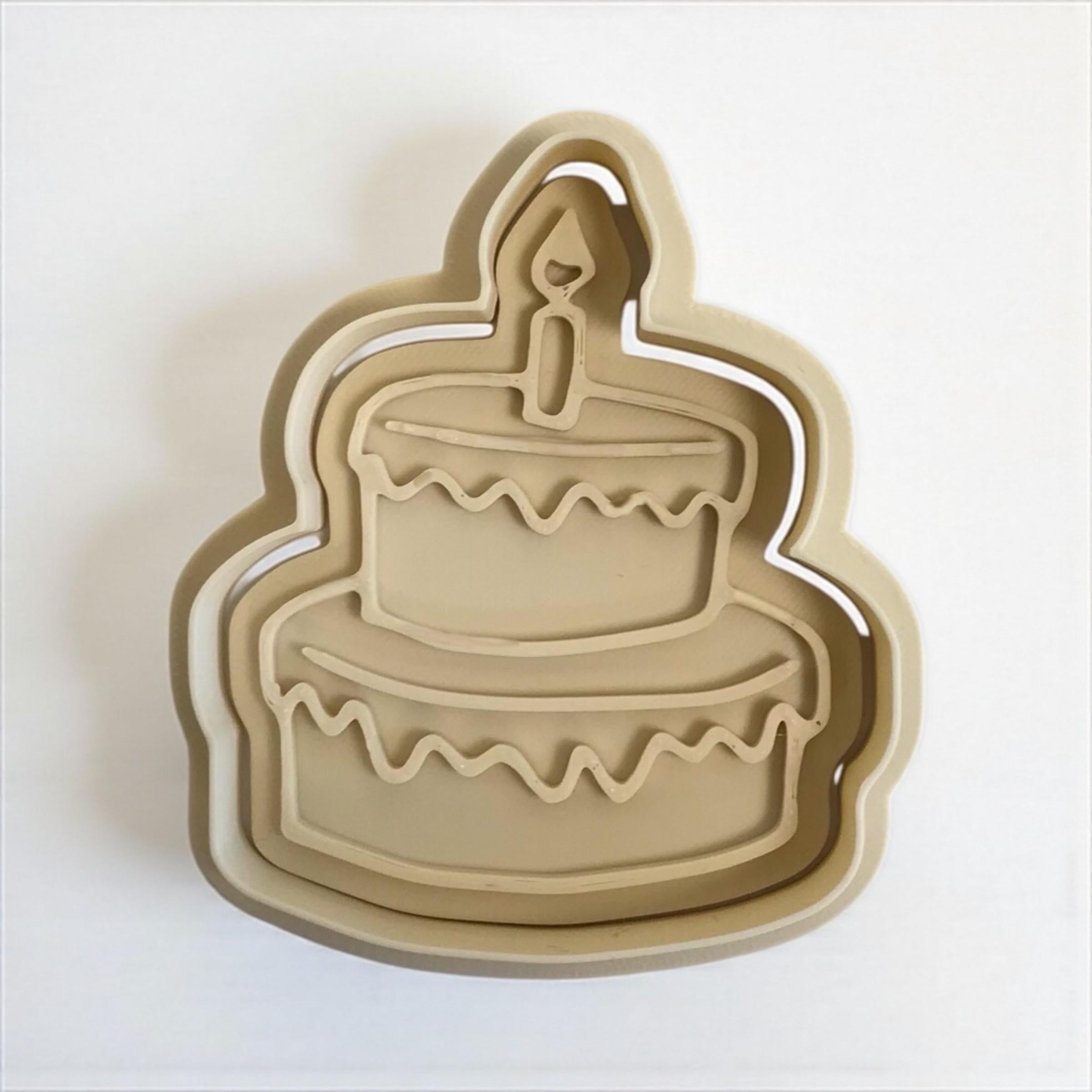 Birthday Cookie Cutter Set – Cake, Balloons, Gift & Happy Birthday stamp