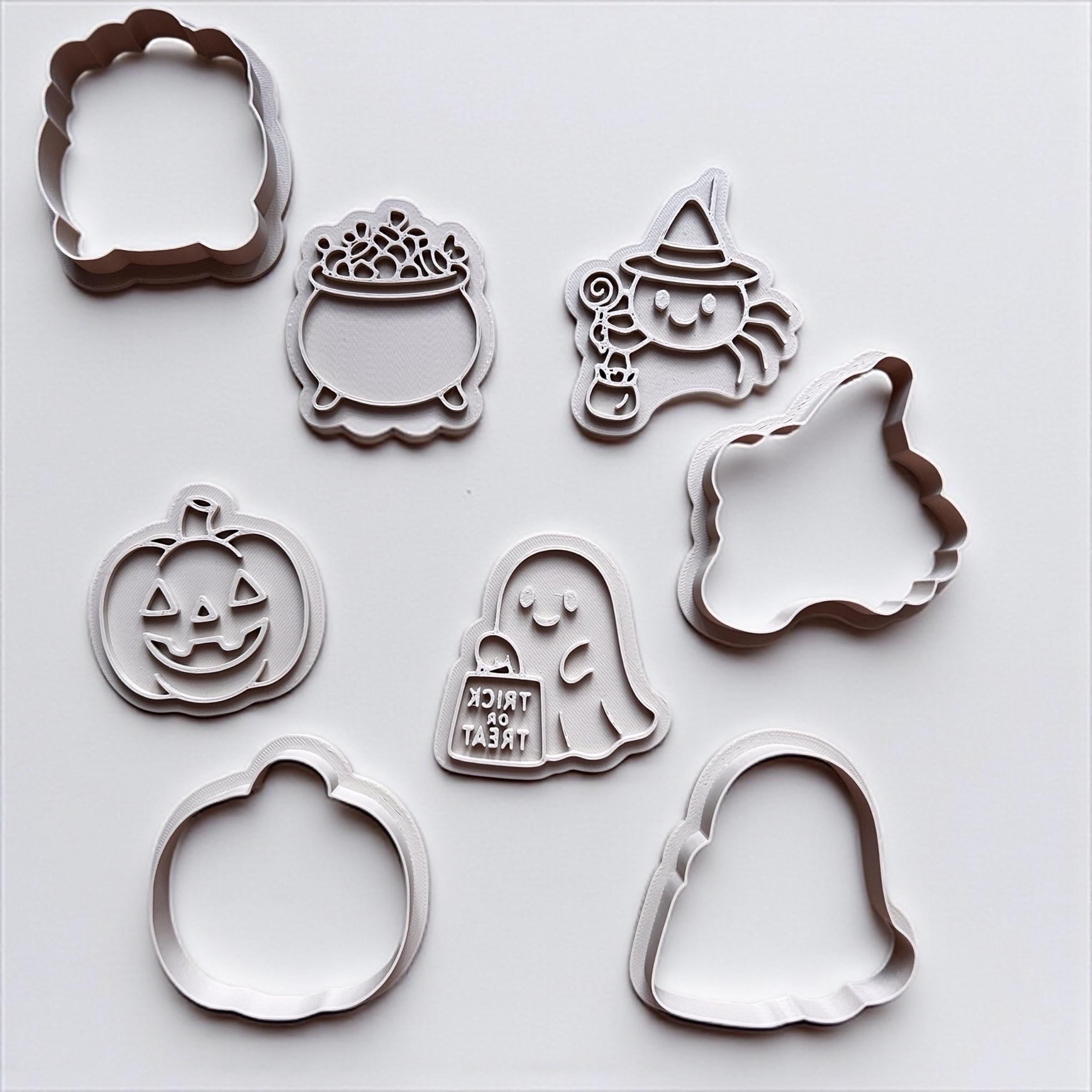 Halloween Cookie Cutter Set: Pumpkin, Ghost, Spider Witch & Cauldron
