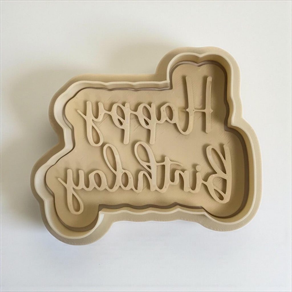 Birthday Cookie Cutter Set – Cake, Balloons, Gift & Happy Birthday stamp