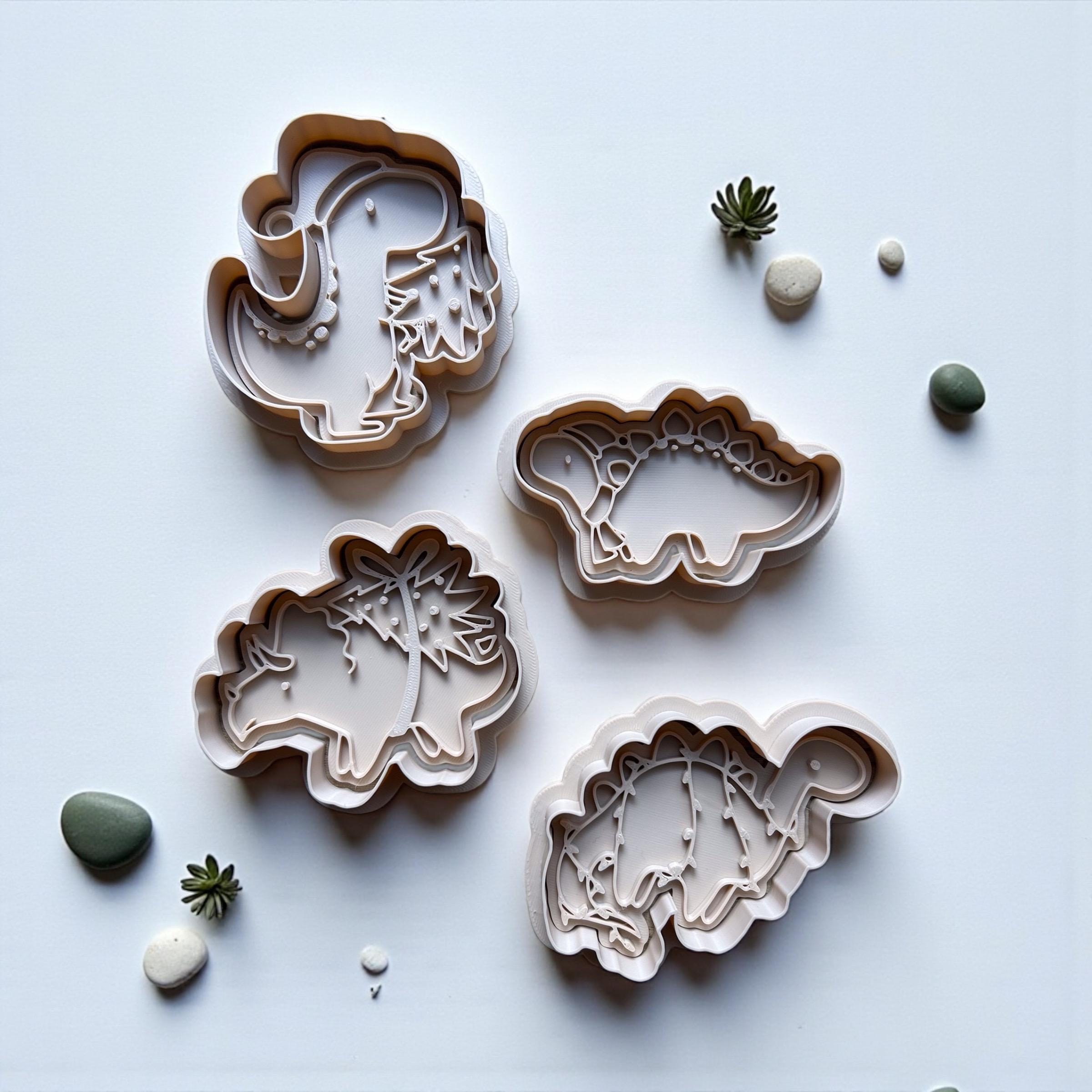 Dinosaur Christmas Cookie Cutter Set - approx 3 inches - Fun Baking