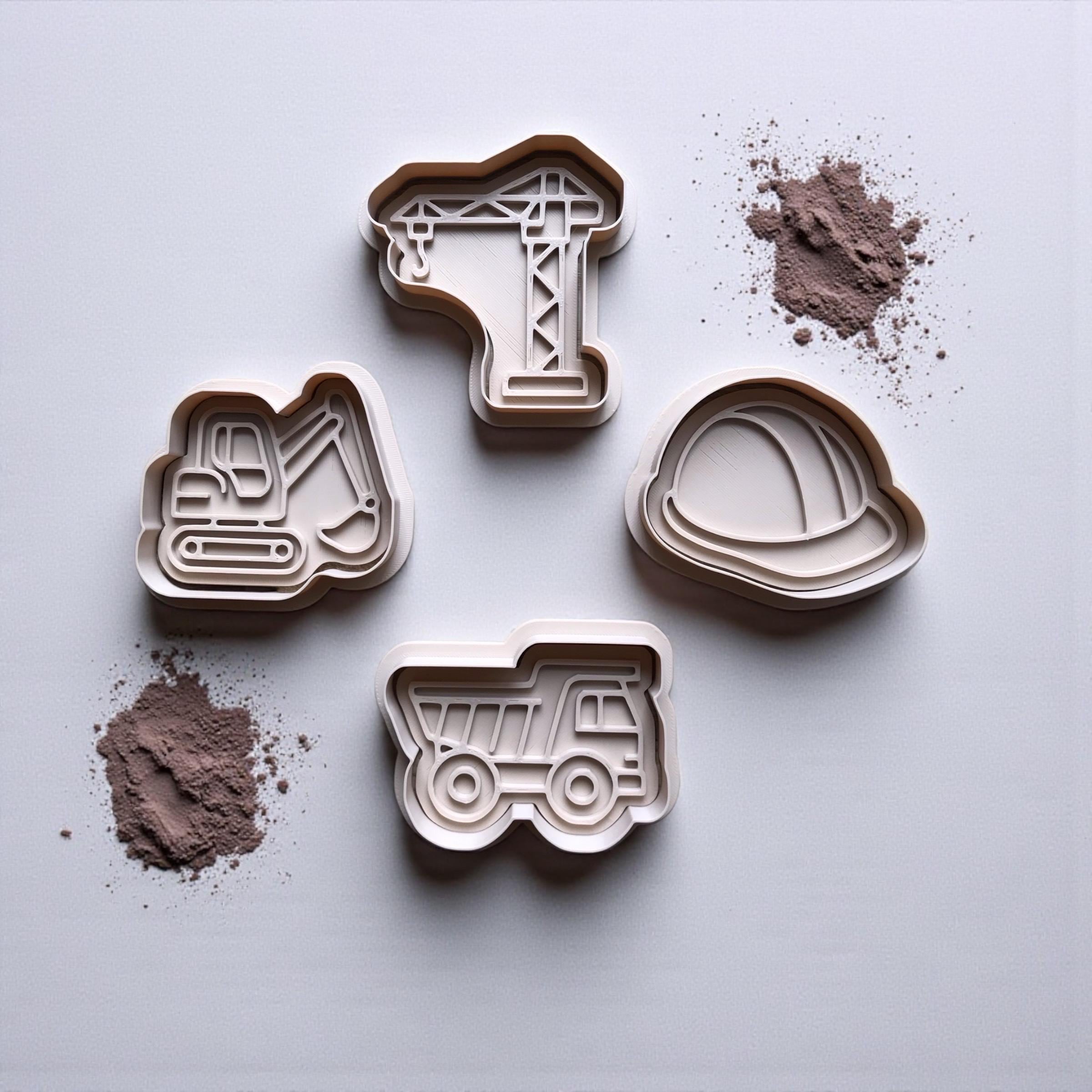 Construction Cookie Cutter Set: Truck, Crane, and Hat Shapes