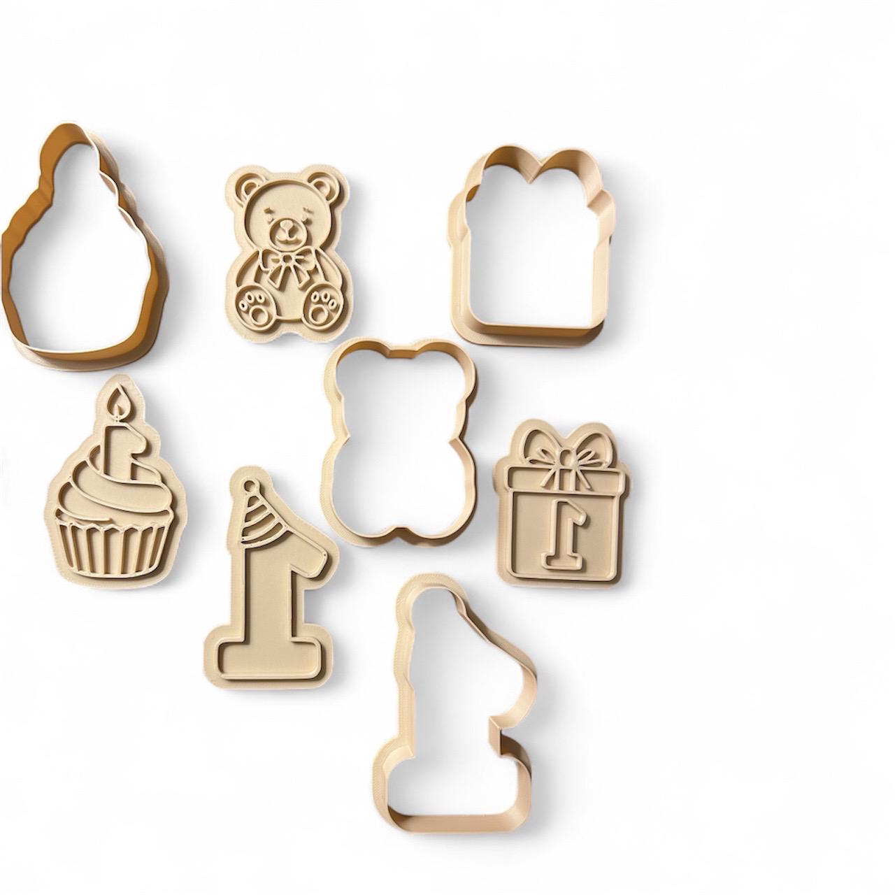 First Birthday Cookie Cutter Set: Baby Party Fondant & Clay Cutters