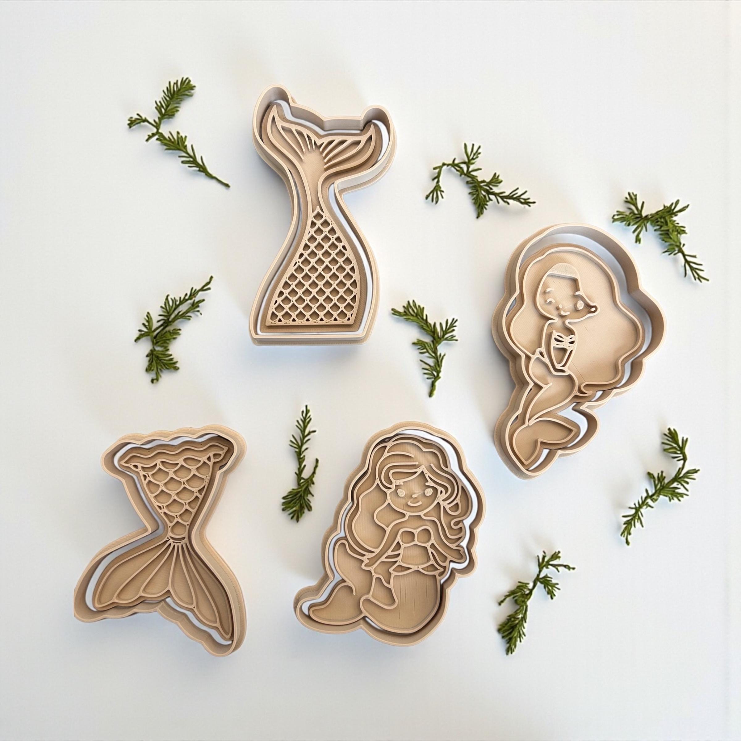 Mermaid Cookie Cutter Set: 3D Printed Ocean Theme Baking Mold