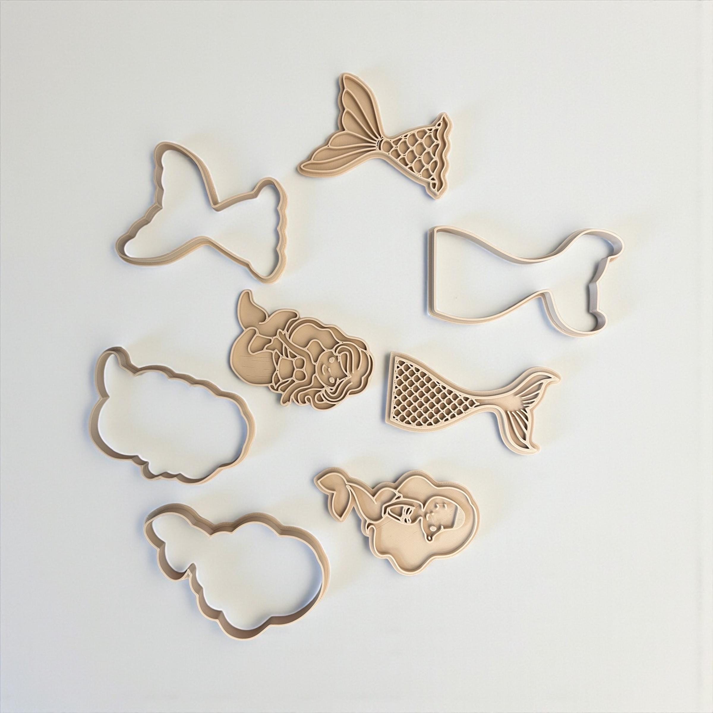 Mermaid Cookie Cutter Set: 3D Printed Ocean Theme Baking Mold