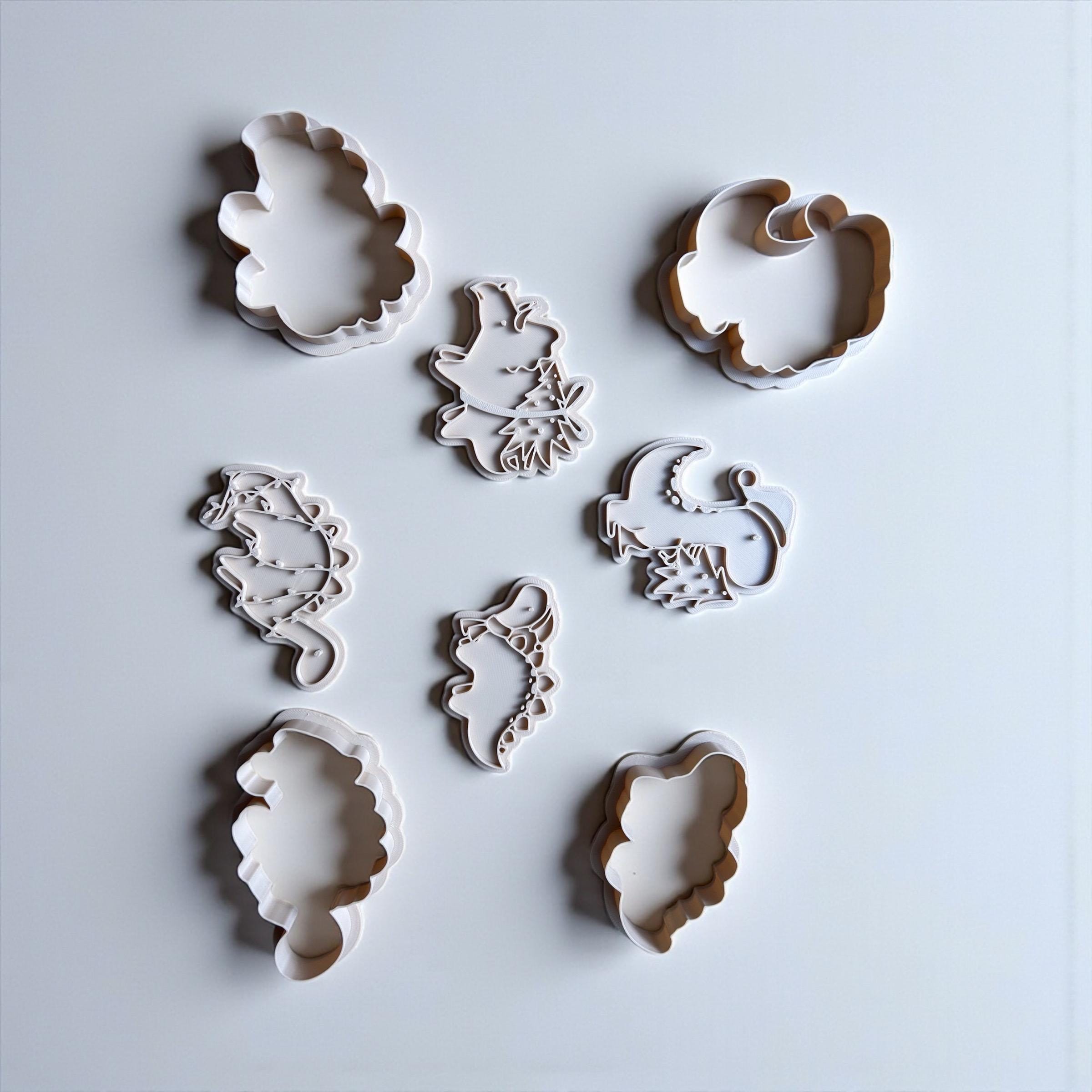 Dinosaur Christmas Cookie Cutter Set - approx 3 inches - Fun Baking