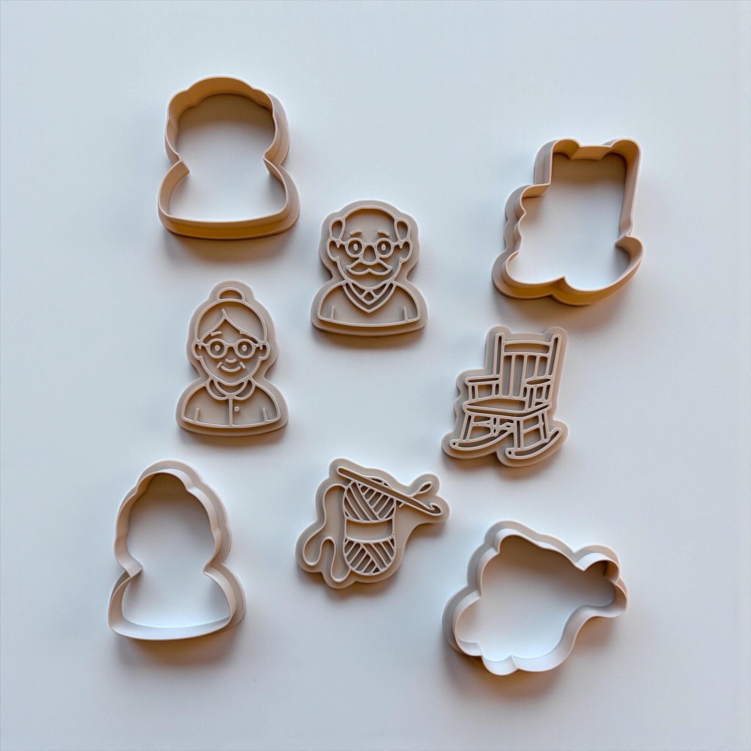 Grandparents Cookie Cutter Set: Grandma, Grandpa, Yarn, Rocking Chair
