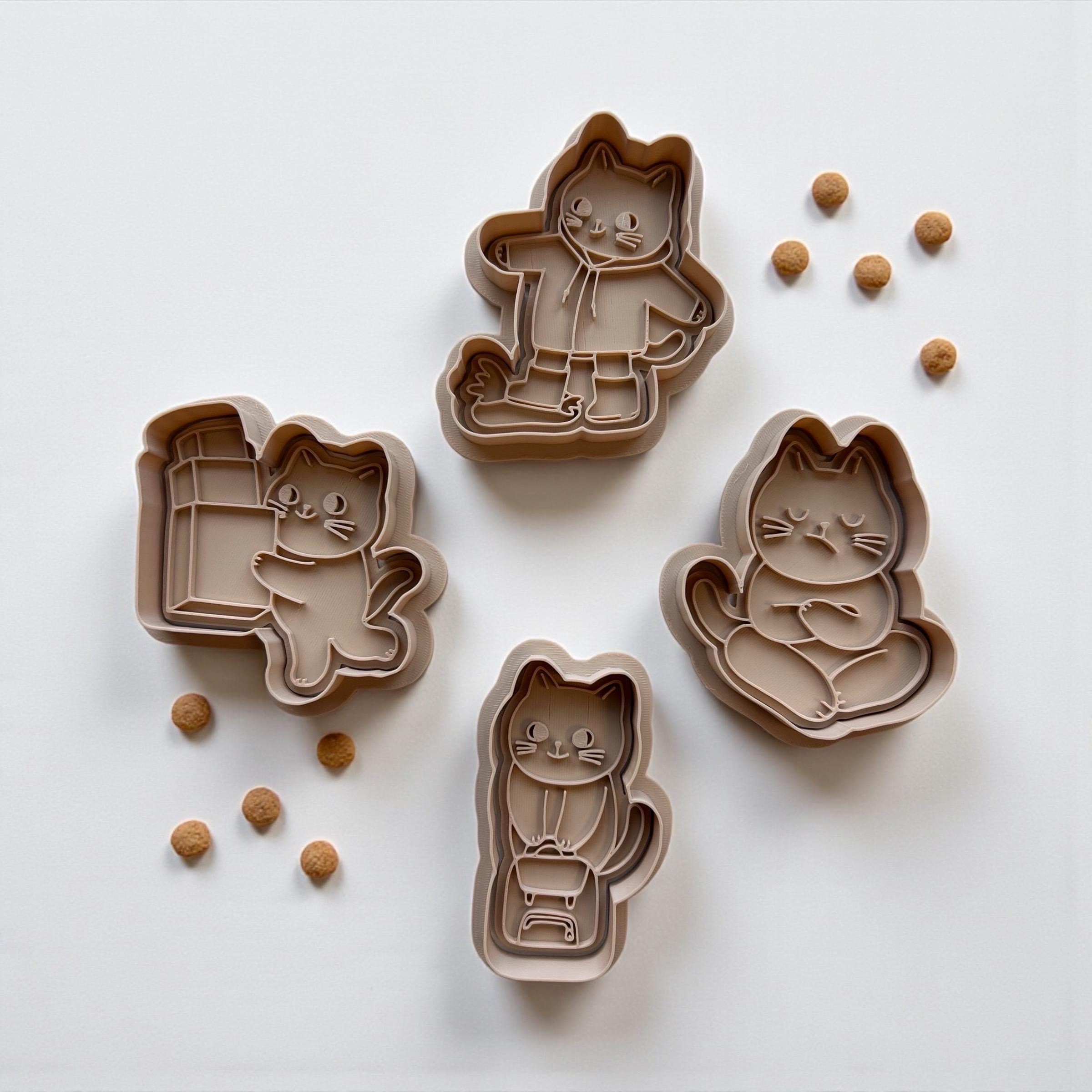 Cat Cookie Cutters Set – 3D Printed Cozy Kitty Baking Mold