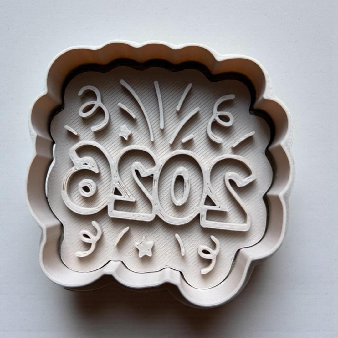 2026 New Year Cookie Cutter Set – Champagne Bottle, Fireworks, Mask & 2026 Cookie Cutters – 3 Inch Party Cookies