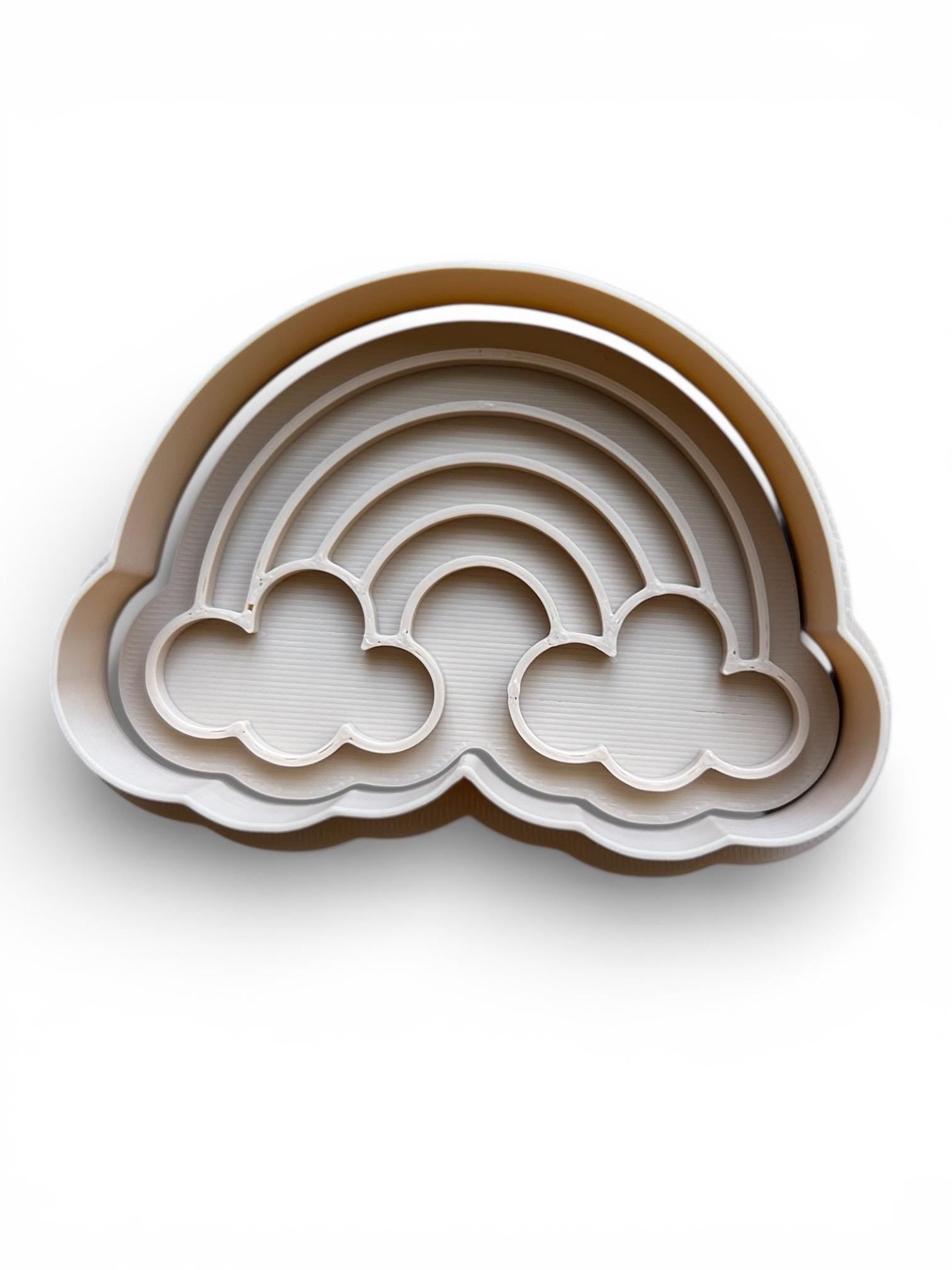 Rainbow Cookie Cutter with Stamps - Set of 4 - Cloud & Rainbow Designs - 3” Cookie Cutter Set