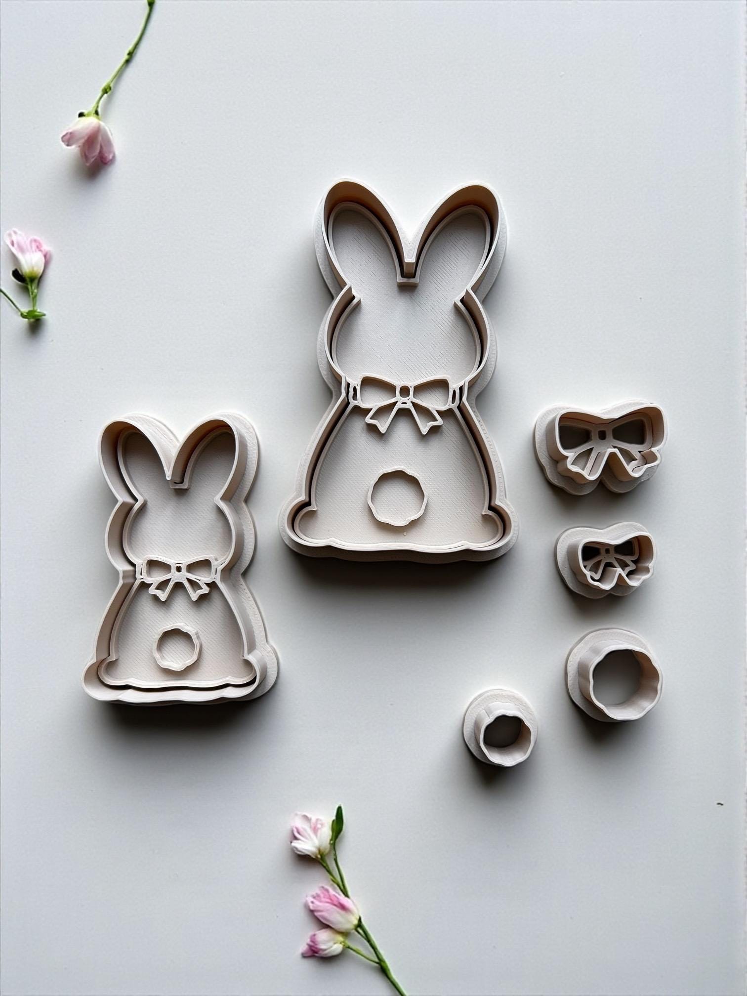 Easter Bunny Cookie Cutter Set - Rabbit with Bow - Two sizes